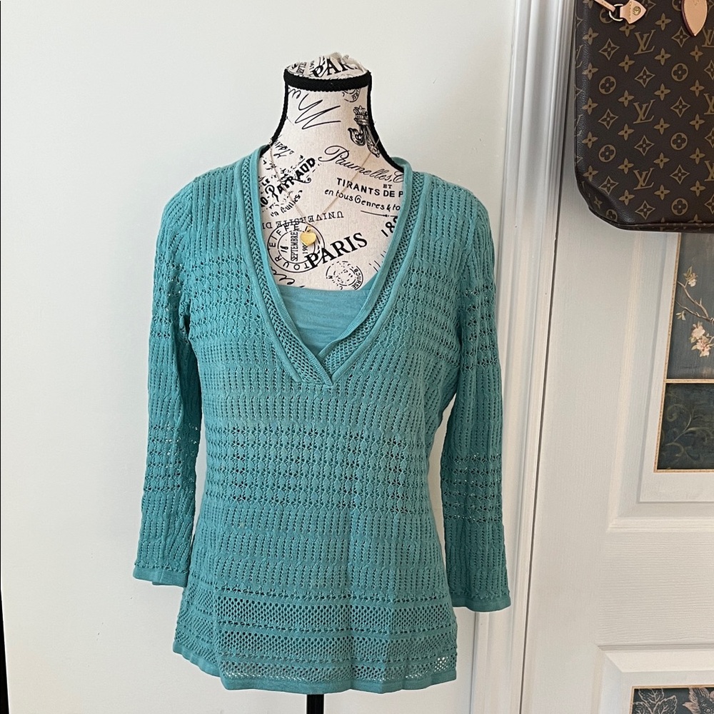 Emma James Turquoise V-Neck Sweater